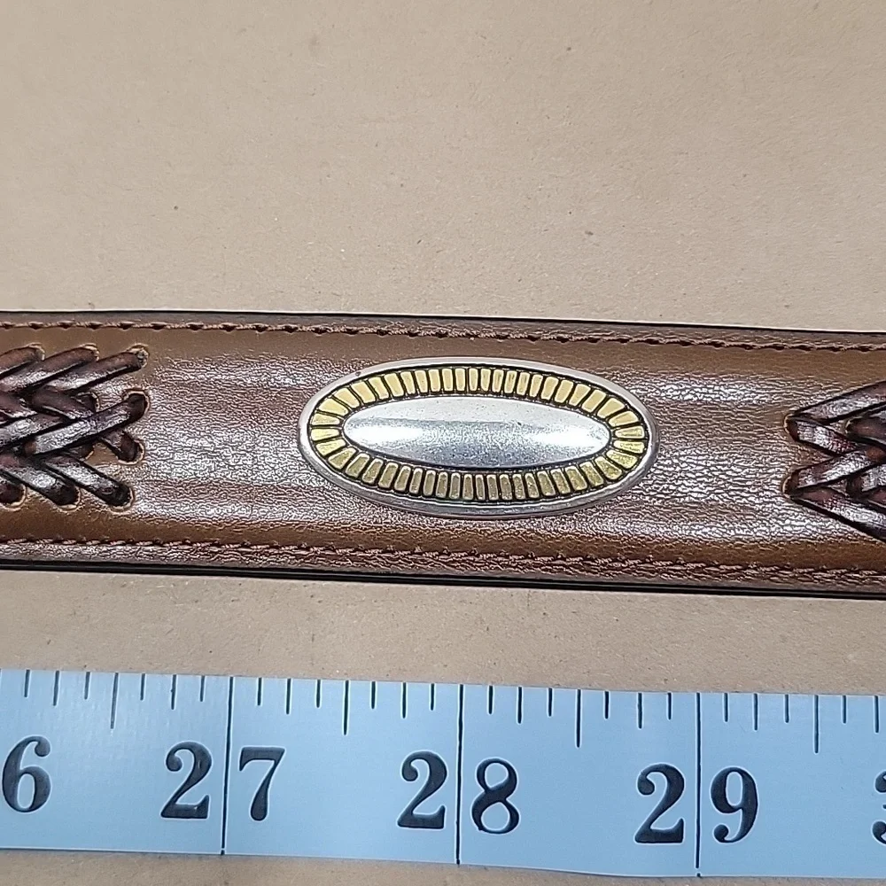 Saddlebred Tan Belt NEW with Tags, Size 36, Braided with Silver/Gold Medallions